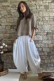 Tasha Cushion Cotton Sia Barrel Pant White